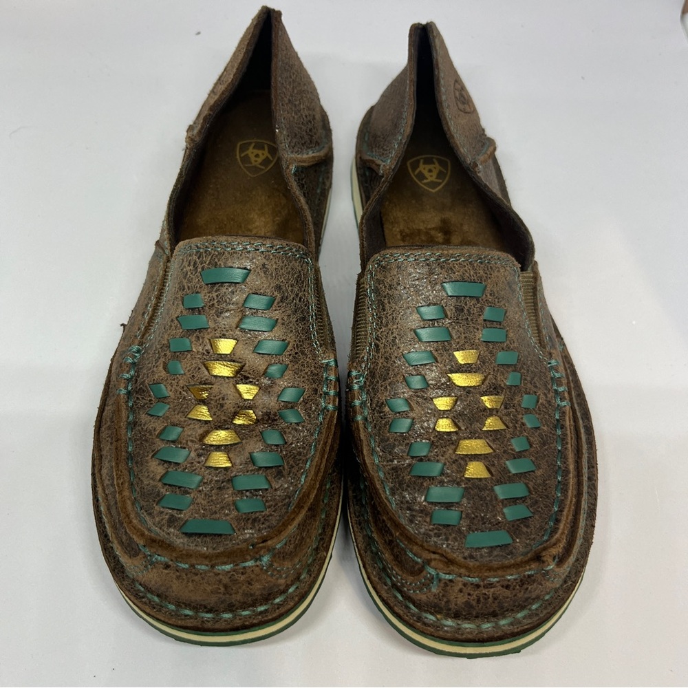 Ariat Green and Brown Loafers Stylish Flats